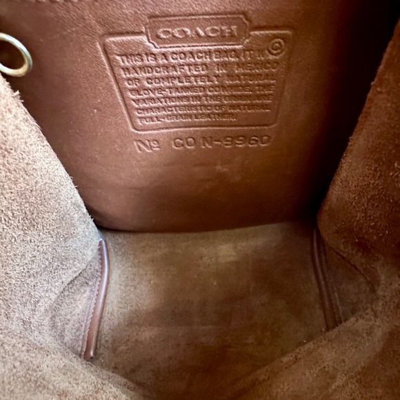 Coach vintage smooth leather turnlock, drawstring, small backpack, saddle color - Picture 11 of 11
